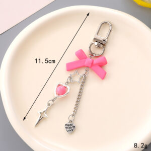 K4873 solid color bow hanging love rose red / Small pendant