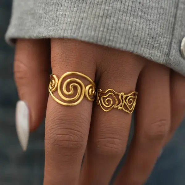 Wholesale Ion Plating (IP) Real Gold Plated 18K Gold Geometric 304 Stainless Steel IG Style Casual Simple Style Waterproof Non Tarnish Open Rings