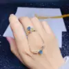 Wholesale New Angel Wing Necklace Heart-shaped Blue Topaz Color Ring Pendant Copper Set