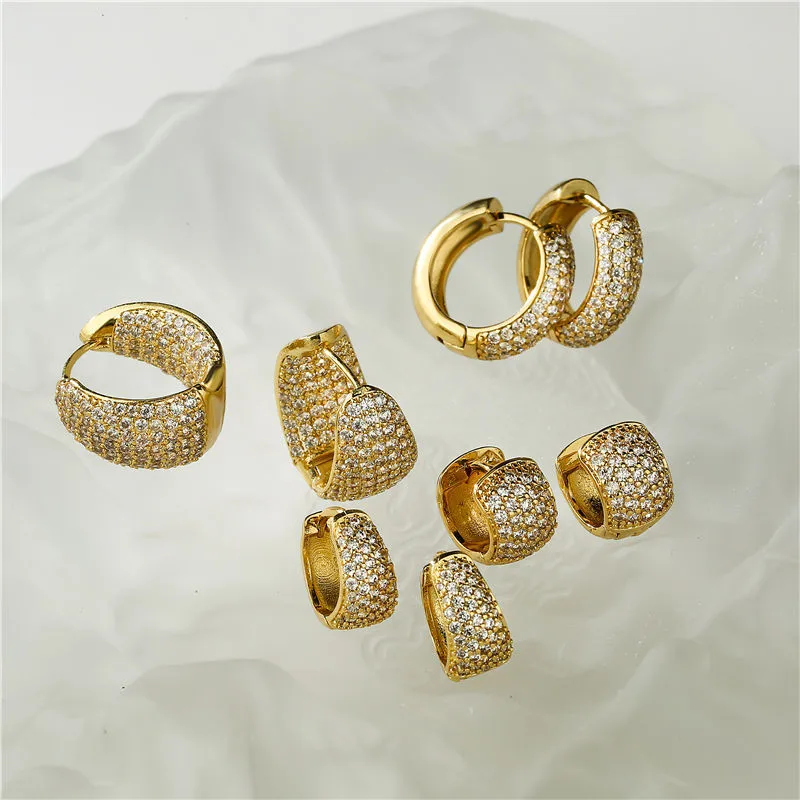 Wholesale 1 Pair Simple Style Solid Color Inlay Copper Zircon Earrings