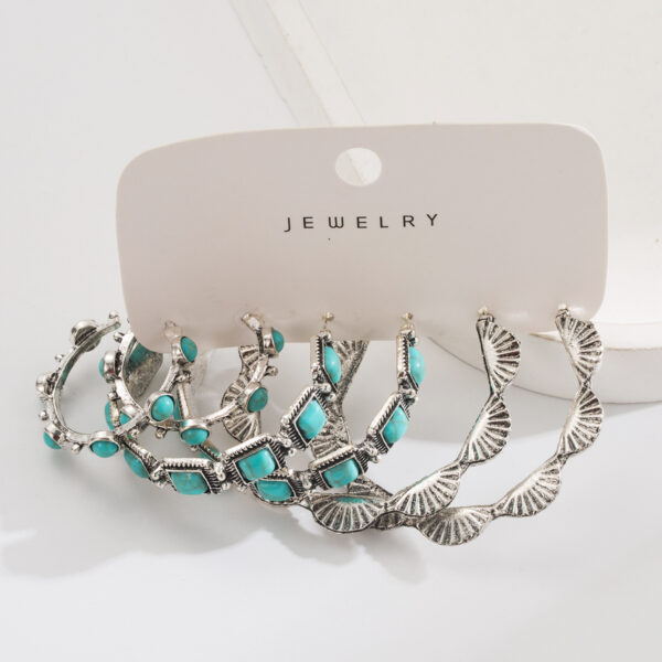 Wholesale Turquoise Earrings Set Western Style Love Shoes Boots Cross Earrings