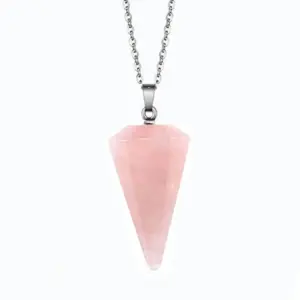Pink Crystal + Chain / Large Size 35mmx21mm