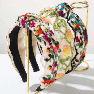 Wholesale 2025 New Easiest for Match Ethnic Style Embroidered Flower Headband Retro Bohemian Style Light Luxurious Atmosphere Headwear for Women