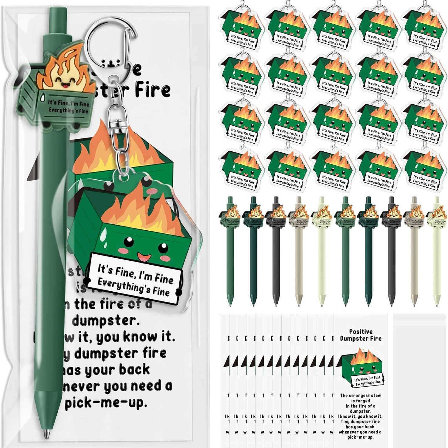Wholesale Creative Trash Can Ballint Pen Acrylic Keychain