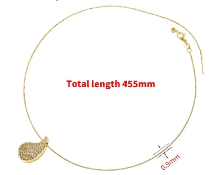 Wholesale Casual Elegant Shiny Water Droplets Copper Plating Inlay Zircon 18k Gold Plated Pendant Necklace