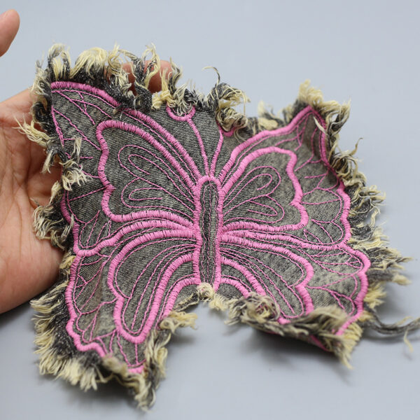 Wholesale Fashion Denim Butterfly Cloth Patch Embroidered Cloth Patch Clothing Bag Hand-stitched Decorative Cloth Patch DIY Accessories