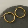 oly-9e914e473c1f3117833bd65fdcd72008 Wholesale PVD Coated 18K Gold Plated Round Stainless Steel Retro Simple Style Waterproof Non Tarnish Hoop Earrings
