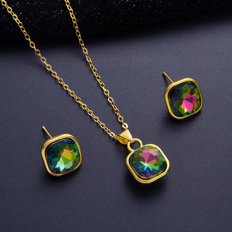 Wholesale Cross-border Explosive Jewelry Simple Pendant Light Luxury High-end Earrings Design Niche Necklace Earrings Jewelry suit