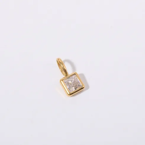 Wholesale 304 Stainless Steel Geometric PVD Coated Zircon 18K Real Gold Plated Simple Style Classic Style Waterproof Non Tarnish Plating Inlay