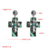 oly-9e957fbde20a9539aeab5fb229c11ea9 Wholesale Exaerated Cross Earrings with Inlaid Turquoise Leather