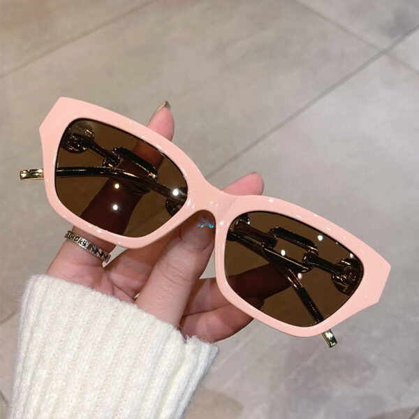 Wholesale Europe and the United States cross-border personality hip-hop glasses leg chain sunglasses fashion polygon small frame trend street sunglasses