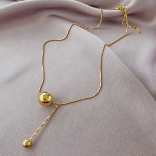 Wholesale PVD Coated 18K Gold Plated Geometric 304 Stainless Steel Simple Style Waterproof Non Tarnish 304 Stainless Steel Necklace