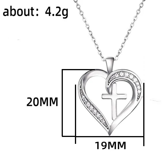 Wholesale Simple Style Cross Heart Shape Copper Zircon Pendant Necklace In Bulk
