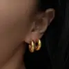 Wholesale 1 Pair IG Style Classic Style C Shape 304 Stainless Steel 18K Gold Plated Stainless Steel Earrings