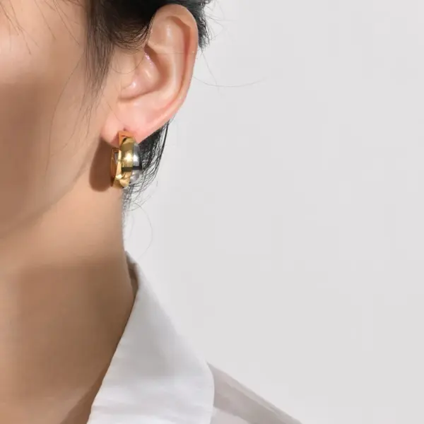 Wholesale PVD Coated Gold Plated Color Block 304 Stainless Steel Simple Style Waterproof Non Tarnish 304 Stainless Steel Earrings