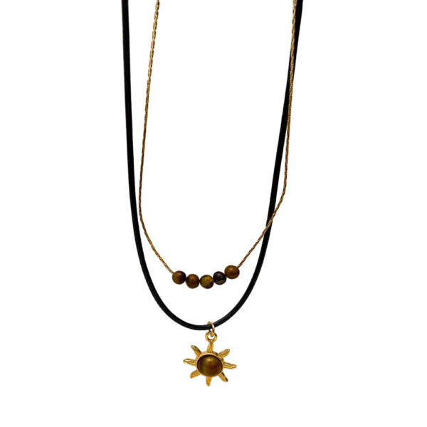 Wholesale Golden Sunflower Tiger Eye Necklace for Women