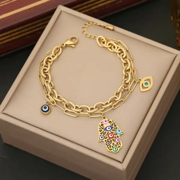 Wholesale PVD Coated 18K Gold Real Gold Plated Palm Stainless Steel Vintage Style Waterproof Non Tarnish 304 Stainless Steel Pendant Necklace