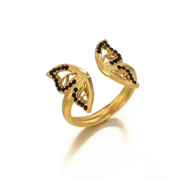 Wholesale Jewelry Fashion Butterfly 304 Stainless Steel Rhinestones Plating Stainless Steel Rings