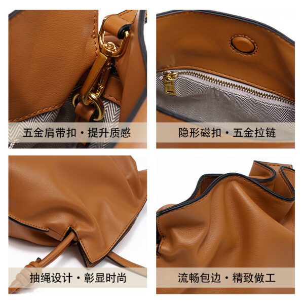 Wholesale Genuine leather small lucky bag one-shoulder crossbody bucket drawstring bag