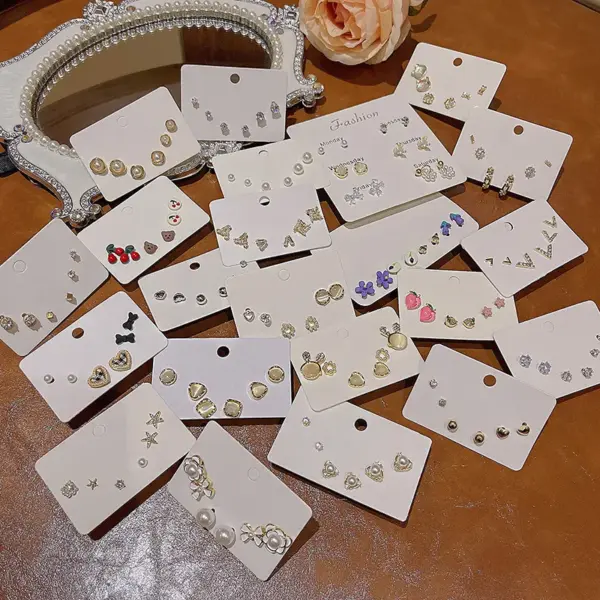 1 Set Basic Geometric Plating Copper Cat's Eye Stone Earrings