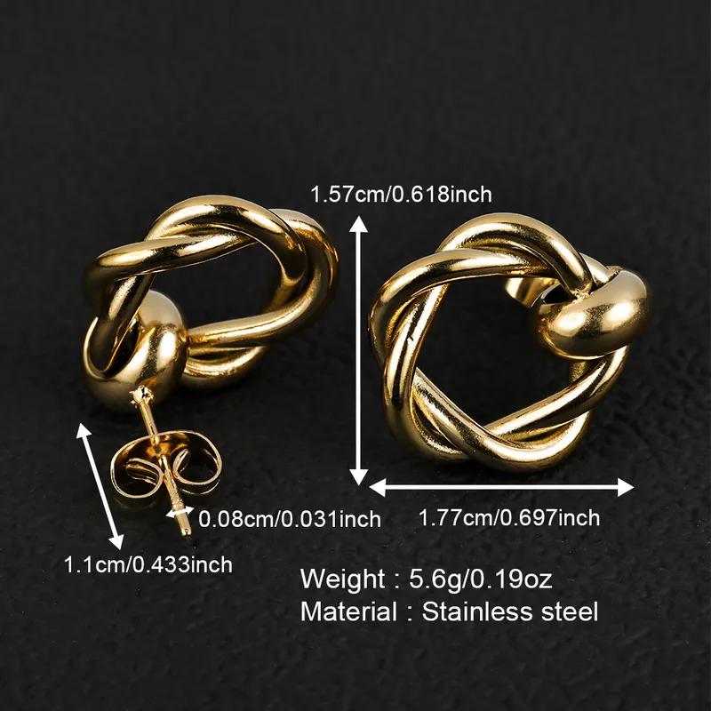 Wholesale PVD Coated 18K Gold Plated Geometric 201 Stainless Steel Simple Style Ear Studs
