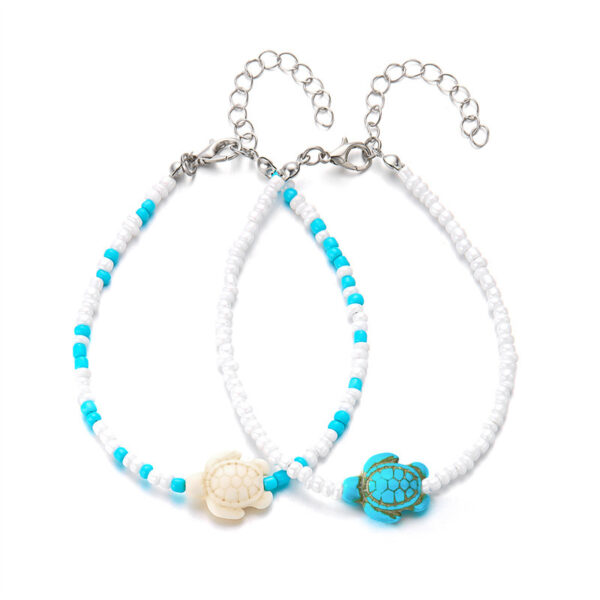 Wholesale Cross-border New Style Cool Creative Fresh Ins Vacation Ocean Style Fashionable Rice Beads Stacked with Starfish Turtle Foot for Women