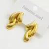 Wholesale 304 Stainless Steel Paisley Water Droplets Electroplating 18K Gold Plated Golden Plated Elegant Waterproof Non Tarnish Gold Ear Studs