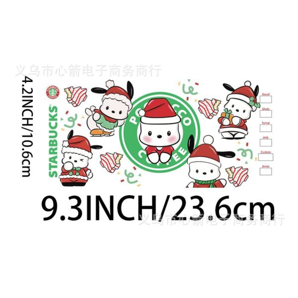 Wholesale Christmas HelloKitty UVDTF Crystal Transparent Sticker Cute Cartoon Pattern Glass Waterproof Scratch Resistant Cross Border