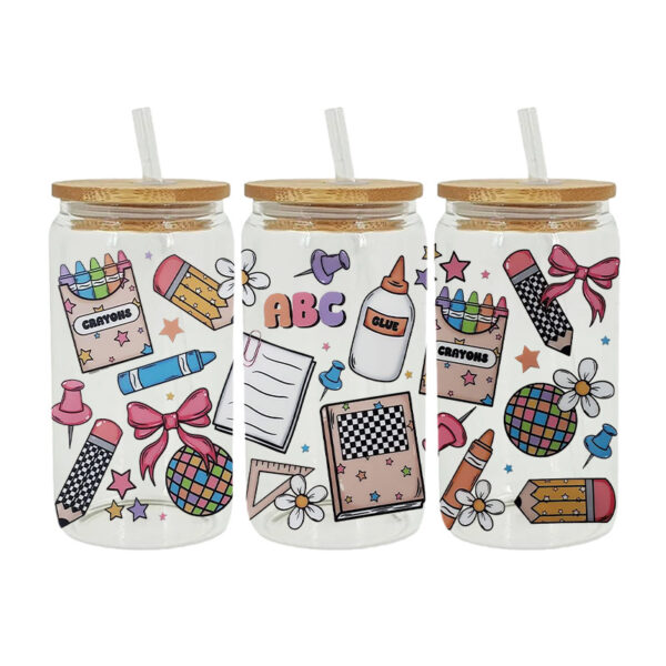 Wholesale UV Transfer Paste Glass Crystal Label 16oz Cup UV DTF Wraps