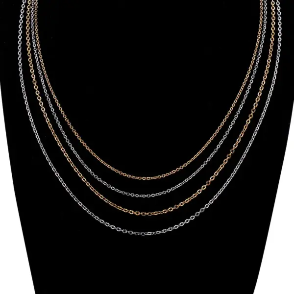 PVD Coated 18K Gold Plated Geometric Titanium Steel Fashion Waterproof Non Tarnish Titanium Steel Lobster Trigger Clasp Closure Necklace