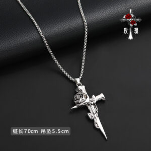 8394# Rose Cross Necklace