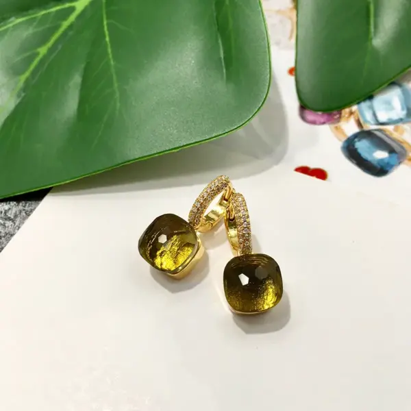 Wholesale 1 Pair Ig Style Square Inlay Copper Crystal Zircon Earrings