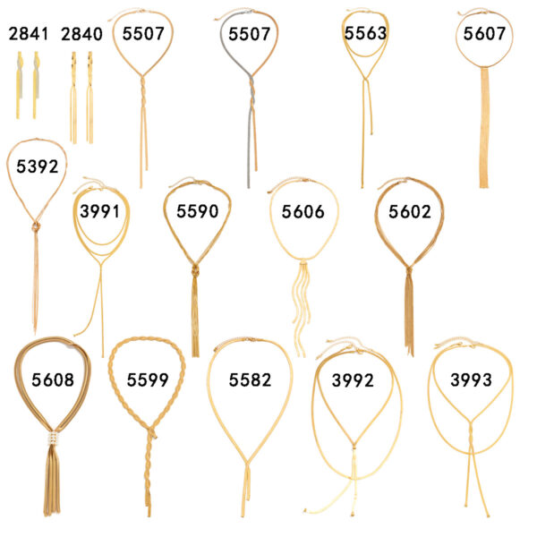 oly-9ec42ae9d37835954a987109b9bee257 Wholesale Contrast color wrapped snake bone tassel necklace