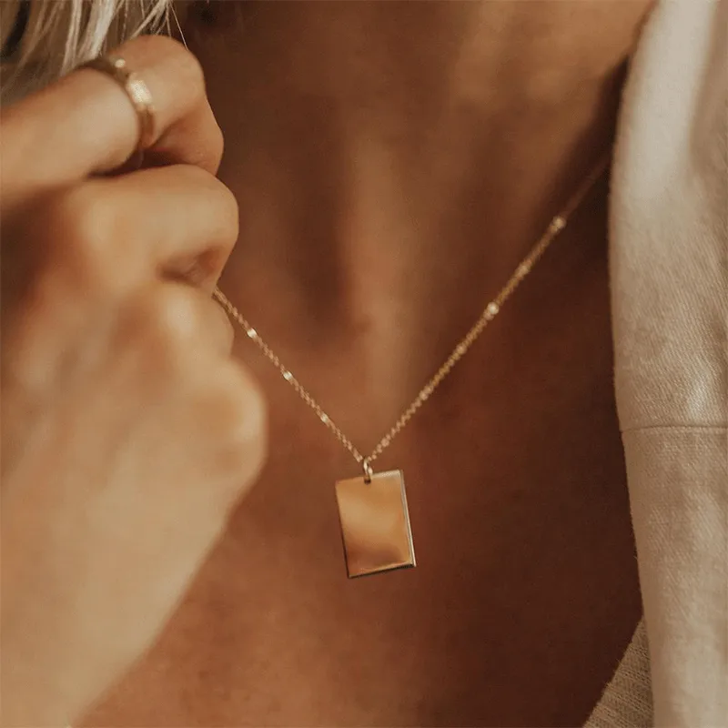 Wholesale PVD Coated 14K Gold Real Gold Plated Geometric Stainless Steel Fashion Waterproof Non Tarnish 304 Stainless Steel Necklace