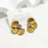 Wholesale 18K Gold Plated 304 Stainless Steel Ion Plating (IP) Flower Waterproof Non Tarnish Elegant Retro Ear Studs For Women's