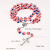 Wholesale 59 polymer clay flat beads cross rosary necklace