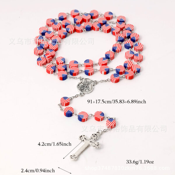 Wholesale 59 polymer clay flat beads cross rosary necklace