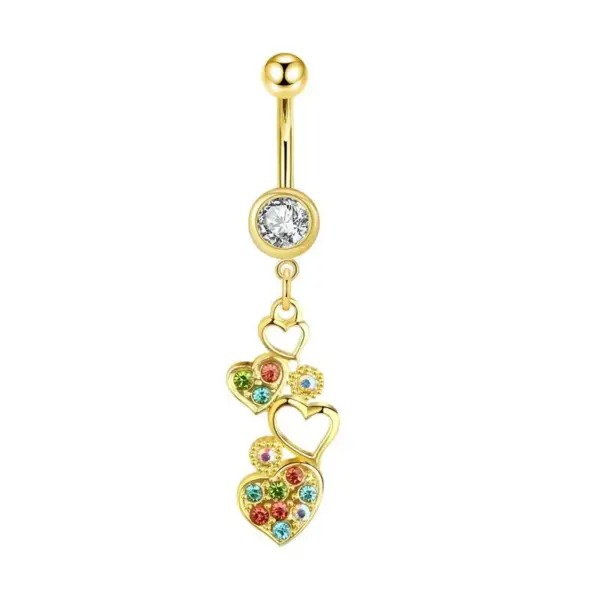 1 Piece Belly Rings Simple Style Classic Style Heart Shape 304 Stainless Steel Inlay Zircon Belly Rings