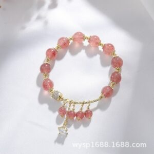 [Pink beauty] strawberry crystal bracelet