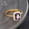 Wholesale Jewelry Elegant XUPING Square Copper Artificial Gemstones 18K Gold Plated Inlay Open Rings