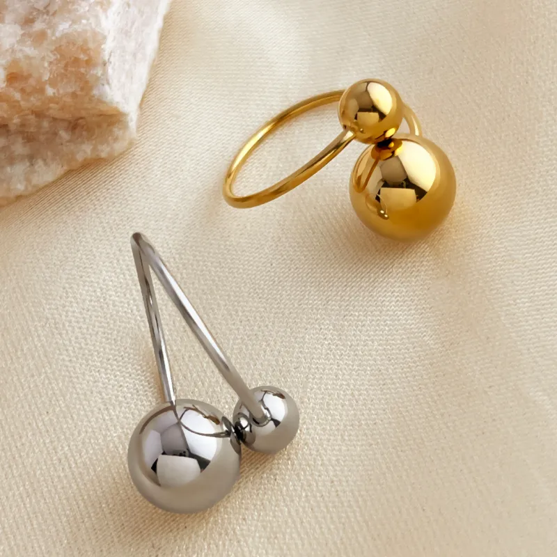 Wholesale PVD Coated Real Gold Plated 18K Gold Solid Color 304 Stainless Steel Retro Luxurious Waterproof Non Tarnish Rings