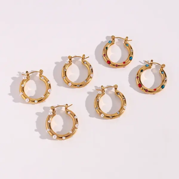 Wholesale PVD Coated Real Gold Plated 18K Gold Geometric 304 Stainless Steel Fashion Waterproof Non Tarnish Earrings