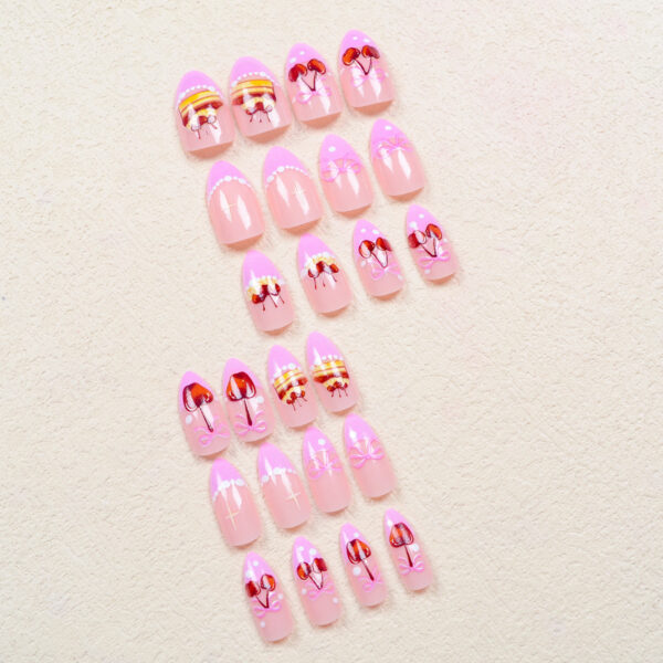 oly-9ee867260fee4ecb96b695e50afdc2f9 Wholesale Wear Armor Pink French Red Cherry Nail Patch White Pearl False Nail Sweet Style Nail Patch