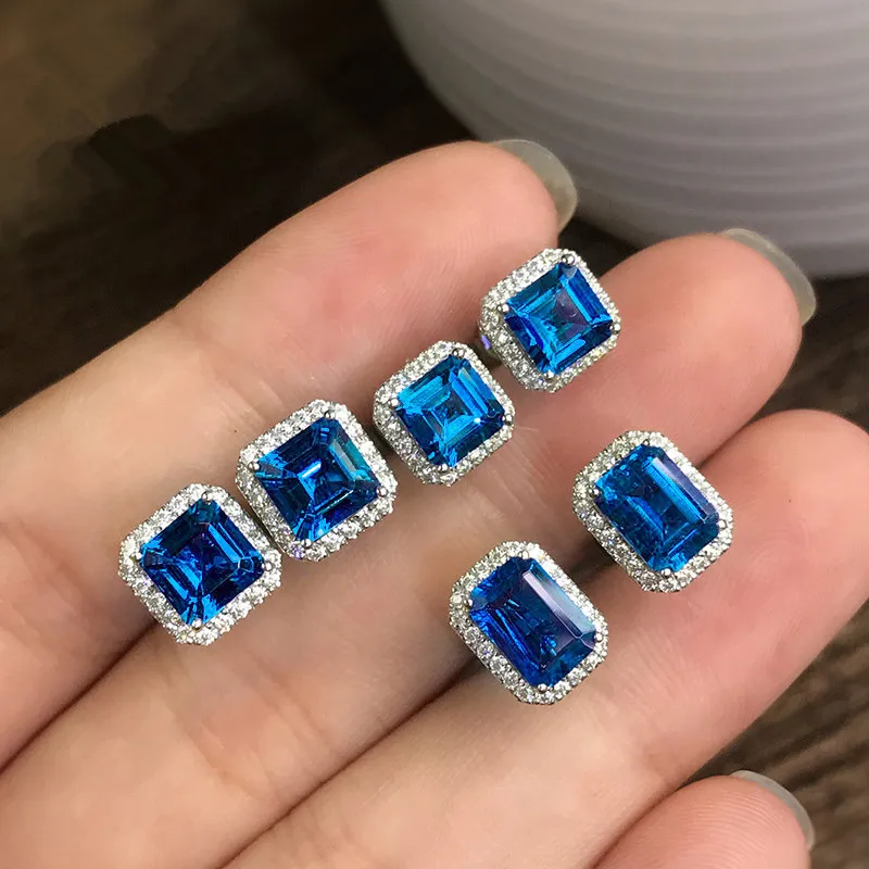 Wholesale Fashion Geometric Copper Artificial Gemstones Earrings Ear Studs