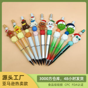 Wholesale Cross-border new cartoon 3d silicone beads beaded pen focus beads loose beads stereo food grade silicone beads