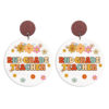 Wholesale Cross-border Amazon Teacher Gift Wooden Printed School Season Grade Text Retro Bohemian Autumn Earrings