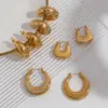 Wholesale PVD Coated Real Gold Plated 18K Gold Geometric 304 Stainless Steel Retro Waterproof Non Tarnish Hoop Earrings