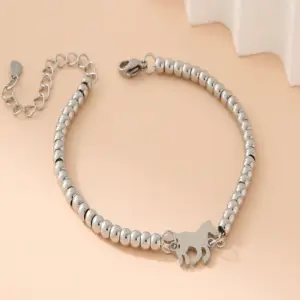 Steel Stainless Steel 4mm Bead Horse Bracelet