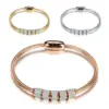 Wholesale Fashion Round Stainless Steel Inlay Artificial Diamond Bangle 1 Piece