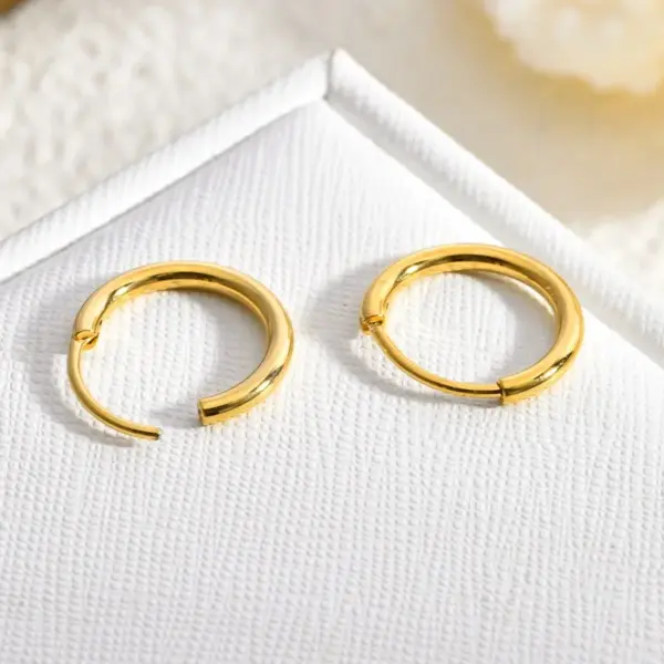 Wholesale Stainless Steel Circle Ear Clip Earrings Vacuum Electroplating DIY All-Match Titanium Steel Men's And Women's Earrings Simple Bracelet Earrings